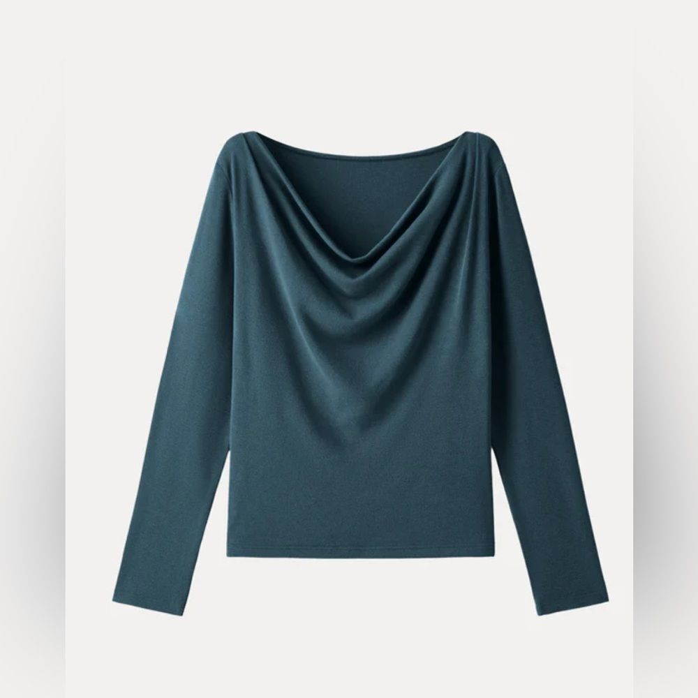 OGL Teal Cowl Neck Long Sleeve Top